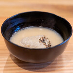 柚木元 - 2025.3 蕎麦掻きの穴熊粕汁（喜久水酒造の酒粕と穴熊出汁）