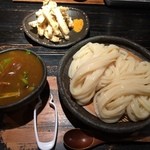 山元麺蔵 - 京カレーのつけ麺、大盛り、土ゴボウ天プラ