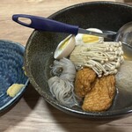 有希 - セットメニュー③おでん、お汁が上品な味です♪辛子と味噌が付いてます