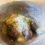 柚木元 - ⑯【〆】
      1Rd目：真鴨と芹の炊込みご飯、お新香