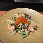 鉄板焼さとう - 蟹味噌ドレッシングのサラダ。