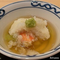 炭火割烹 庵 - ずわいがにの脚肉と萵苣薹の蕪蒸し