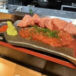 ライブ焼肉 てんぐ 千日前店 - 鼻高盛！わさび醤油でも辛くない特製赤塩でも！