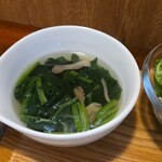 キッチン ブルー グローブ - ほうれん草のスープ