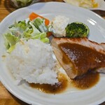 キッチン ブルー グローブ - ワンプレートにして、ソースを吸わせます