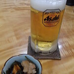 みさき庵 - 生ビール　お通し
