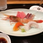鮨 波やし - ［８回目］刺身５点盛(海老・中とろ・飛魚・げそ・青柳)