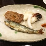 鮨 波やし - ［８回目］焼き物３点(マグロの頭・げそ・稚鮎)