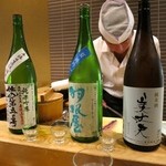 鮨 波やし - ［８回目］上喜元 仕込第五二号(山形)・羽根屋 夏純吟(富山)・美丈夫 純米酒(高知)