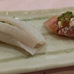 すし和食のお店田まい - 太刀魚とひらあじの握り