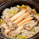 びりけんや - ■本楚蟹と牡蠣と木の子の土鍋御飯①