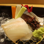 日本料理 太月 - 26年7月　松輪ゴマサバ、千葉富津フッコ　人参、独活、胡瓜の短冊