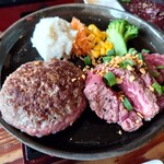 とろけるハンバーグ 福よし - とろけるハンバーグと熟成ハラミステーキのコンボ