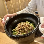 銀座 きた川 - アスパラとホタルイカの天ぷらご飯