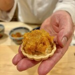 銀座 きた川 - モナカはあんぽ柿とフォアグラ、ウイスキーゼリー