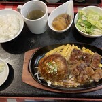 ビッグシェフ亭 - ハンバーグ+サイコロステーキのセット