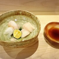 鮨処たけ原 - 海老と帆立の刺身
