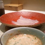 すし匠 - カワハギの肝醤油・・。かき混ぜて食べます。