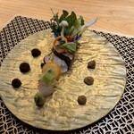 Musubi - お造りの、新たな発想の盛り付けなのかも鴨(°▽°)