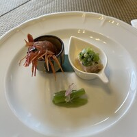 天厨菜館 新宿高島屋タイムズスクエア店 - エビの紹興酒漬け　蒸し鶏ネギソース　山キクラゲ
