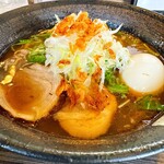 厚木本丸亭 - 【限定麺(オマール海老とサクラエビの塩らー麺)】(¥1350)+【味玉】(¥100)