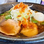 厚木本丸亭 - 【限定麺(オマール海老とサクラエビの塩らー麺)】(¥1350)+【味玉】(¥100)