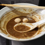 丿貫 - 秋刀魚煮干蕎麦Richの底に残ったスープ