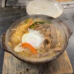 糸庄 本店 - もつたまご入りうどん