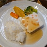 キッチン ブルー グローブ - ご飯を乗せて