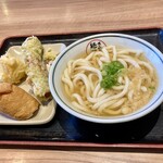 さぬき麺市場 - 料理写真:かけうどん、ジャンボ稲荷、半熟卵天、ちくわさん