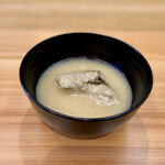 柚木元 - 蕎麦掻きの穴熊粕汁(喜久水酒造の酒粕と穴熊出汁)