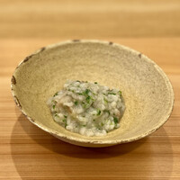 柚木元 - 本州鹿バラ肉と野草(ハコベ、ナズナ、蕪)の鹿出汁おじや