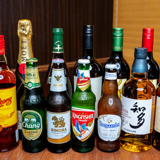 インド・タイのビールやワインなどアルコールも種類豊富♪