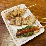 やきとり 大吉 - 料理写真:かわしお、スパトン、しそ巻き