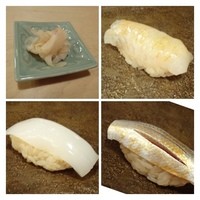 鮨まつもと - ガリ・・△。ガリ好き主人は好みではなかったらしい。 
                明石の鯛、昆布〆・・○・・・〆加減もよく美味しい品。 
                すみ烏賊・・△＋・・甲烏賊ですが、これは好き好きでしょう。 
                コハダ・・○