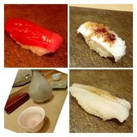 鮨まつもと - 中トロ・・○・・青森と言われたような。 
                最初は「ビール」を頂きましたが次に冷酒を。「まつもと」というお酒でしたがスッキリした味わいで美味しい。 
                明石のタコ・・△ 
                キス・・◎・・これは美味しい