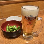 ぢどっこ - ザ・プレミアム・モルツ(生)＆付き出し/計730円♪