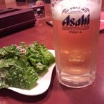 Koushuuen - 生ビール中とチシャサラダ
