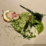 アルカナイズ - 天城軍鶏の鶏叉焼 あおさ海苔と浅利のリゾット