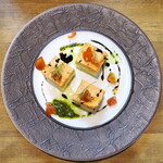 バール トレンタ トレ - サーモンと新じゃがのテリーヌ（￥880）。映える一皿！