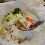 キッチン ブルー グローブ - 茸、人参、スープは無くなりました