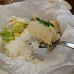 キッチン ブルー グローブ - スープの白菜、ご飯です