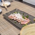 鵠沼海岸 蕎麦兄 - 鴨ロースの柚子胡椒添え（1,150円）。