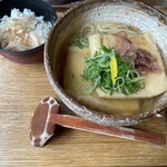 うどん山長 - きつねうどん、出汁ごはんは昼のサービス