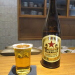 好日 - サッポロ ラガービール 赤星 中瓶 900円。 （私）