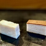 小判寿司 - 玉子焼き2種。だし巻きと芝海老のすり身。