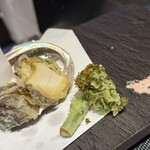 川崎 天婦羅 玄天 - あわびと菜の花