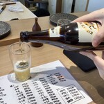 立ち食い寿司 極 - ビール中瓶です。