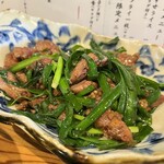 ここのつ - ☑️元祖レバーニラ炒め定食¥990！
      　※ご飯、味噌汁、小鉢、漬物付