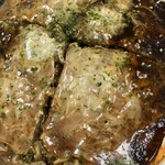 お好み焼鏡 - お好み焼　そばスペシャル（生エビ生イカ）にイカ天+チーズトッピング